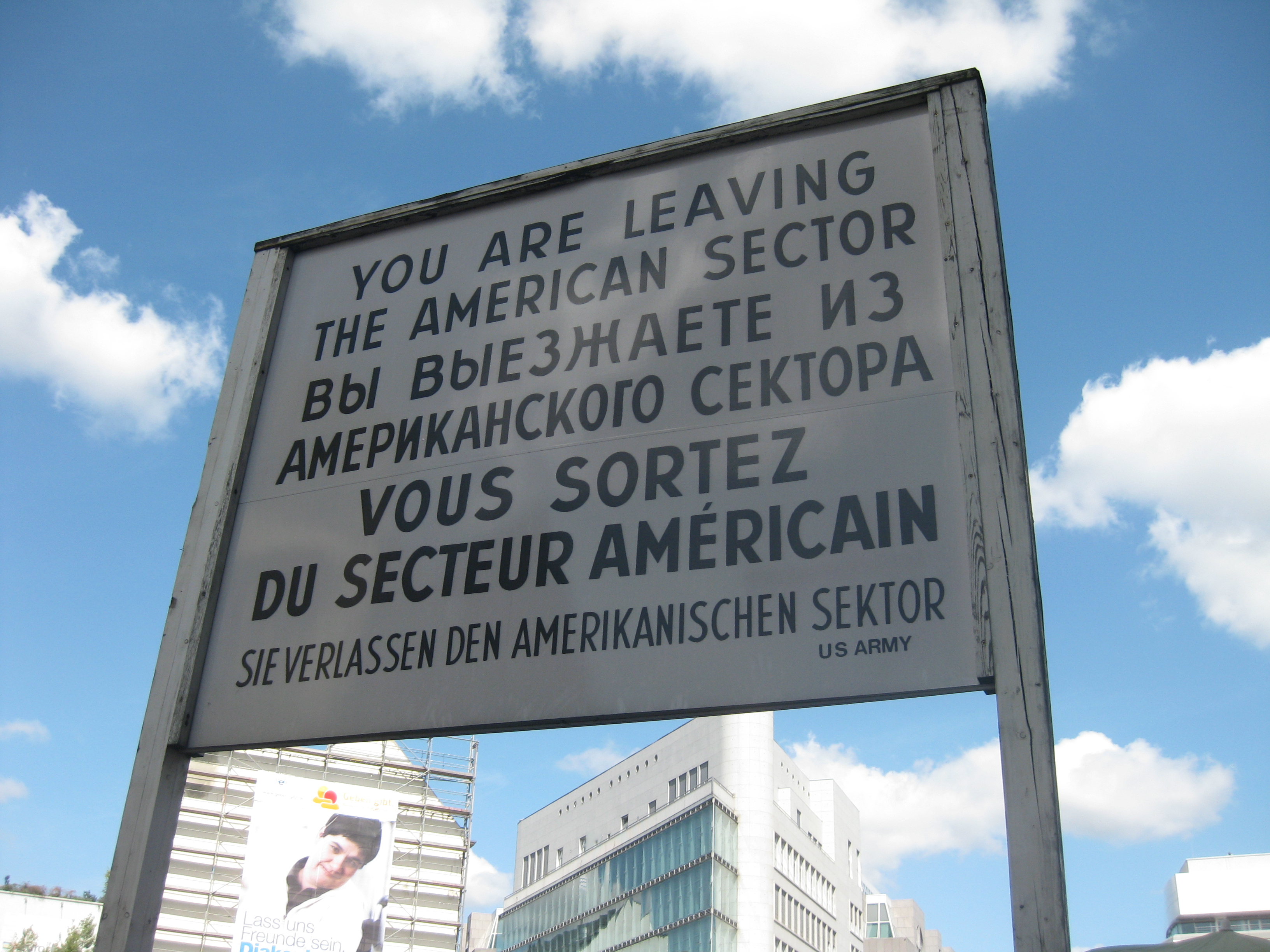 old sign at Checkpoint Charlie