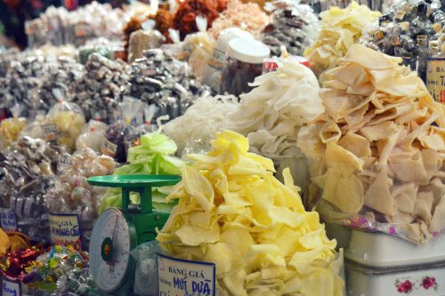 Dried fruits at the market.