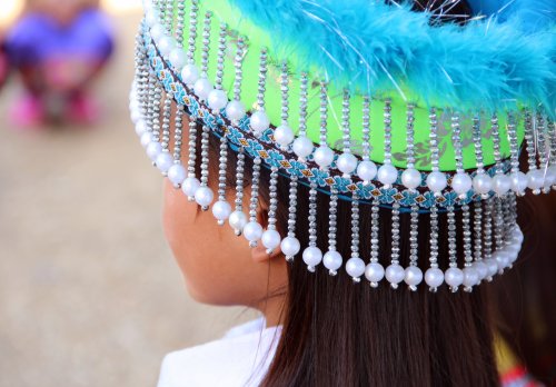 A girl's traditional hat for Hmong New Year.